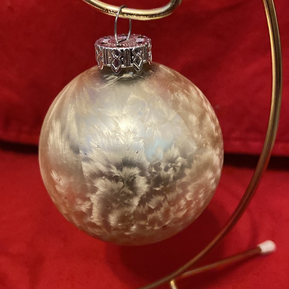 Vintage KC Jack Frost Finish Pearl Silver Bulb Christmas Mercury Glass Ornament